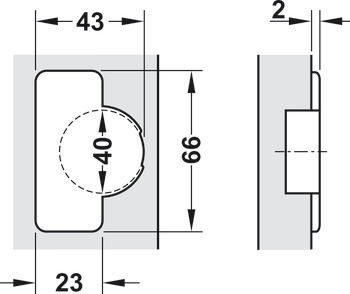 Balama aruncătoare, Duomatic 94°, pentru uși din lemn de până la 40 mm, montare aplicată