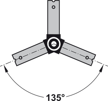 îmbinare de colț în formă de Y, rigid, 45°, pentru sistemele de picioare pentru mese Idea 400