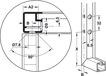 Adaptor,Pentru uşi cu basculare verticală cu cadru din aluminiu de 20 mm