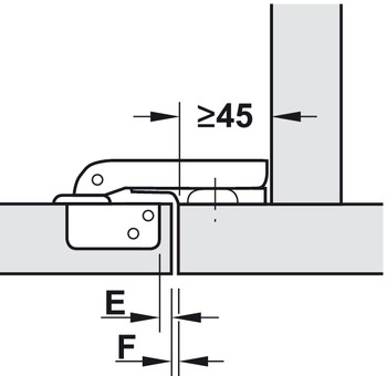 Balama aruncătoare,Häfele Metalla Mini A 95°, pentru montaj ramă față, pentru lemn