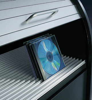 Sistem de depozitare pentru CD/DVD, aluminiu, culoarea aluminiului eloxat