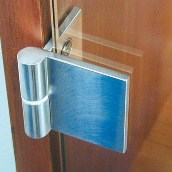 Balama pentru ușă de sticlă, Pentru construcții din sticlă/lemn, unghi de deschidere 180°