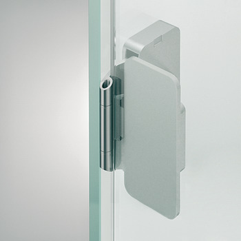 Balama pentru ușă din sticlă fixată cu adeziv, cu învelitoare vizibilă, Unghi de deschidere 220°, inox, pentru construcţii complet din sticlă