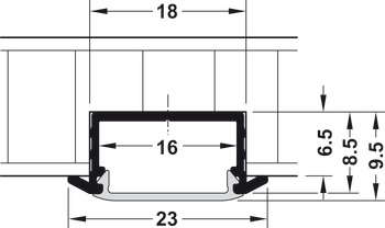 Profil Häfele Loox pentru încastrare, Adâncime 6,5 mm, aluminiu