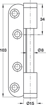 Balama inserată, piesă aripă, Simonswerk V 0037 WF, Pentru uși interioare fără falț de până la 80 kg
