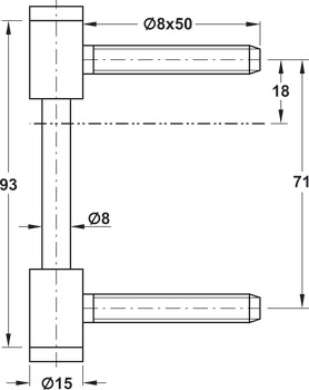 Balama inserată, piesă aripă, Simonswerk V 0026 WF, Pentru uși interioare fără falț de până la 70 kg