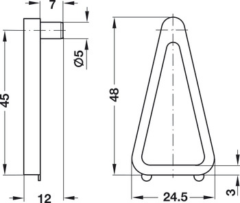 Element de reținere pentru poliță, Pentru poliţe de lemn, pentru montare cu dibluri în gaură cu Ø 5 mm