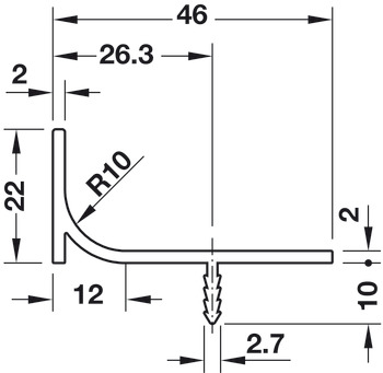 Profil fixare pentru electrocasnice, , montaj in profil din aluminiu tip mâner vertical C și J