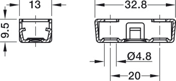 Componentă de conectare, Profil interior RV/U-T3, cu sistem clemă