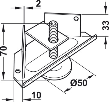 Element de reglare pentru soclu, Cu colțar de susținere, pentru montaj în nut şi cu șuruburi