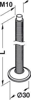 Șurub de reglare, filet M10, se rotește, lungime 60-120 mm