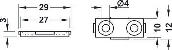 Element de susținere, dreptunghiular, pentru inserții pentru alunecare 32 x 15 mm
