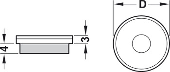 Alunecători pentru mobilă, rotund, pentru montare prin presare Ø 20-50 mm