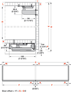 Sistem de uşi glisante, Finetta Flatfront S/US 20 FB, set standard
