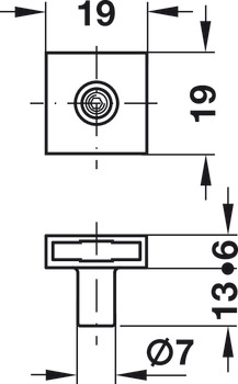 Broască cu butuc rotativ cu închidere centralizată, Cu cilindru de închidere cu plăcuțe montat solid, pentru instalare în placa de front