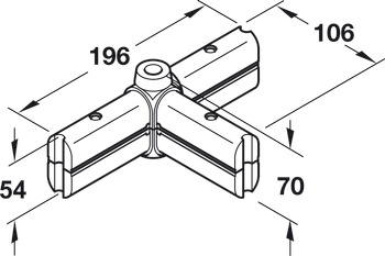 conectare în formă de T, rigid, 90°, pentru sistemele de picioare pentru mese Idea 300