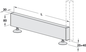 Picior pentru coloană, priză, pentru coloană pentru sistem de polițe 30 x 30/60 x 30 mm