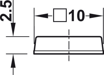Amortizor, DB100, autoadeziv, pătrat, 10 x 10 mm, înălțime 2,5 mm