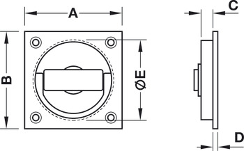 Mânere încastrate pentru uși glisante, FSB, mânere încastrate, model 4204-4203