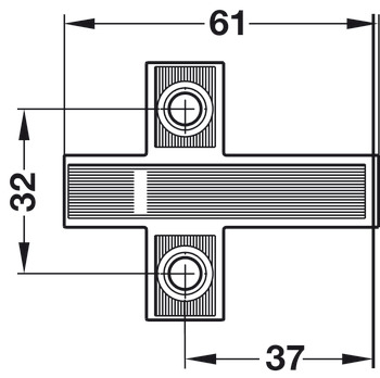 Placă adaptoare în formă de cruce, pentru mecanism de amortizare la închidere Smove, pentru montaj cu șuruburi pentru PAL