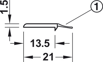 Bandă opritoare, Profil de etanșare, pentru fixare prin lipire, 21 x 1,5 mm