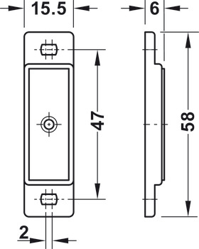 Închizător magnetic, tragere 4.0-5.0 kg, pentru montare cu şuruburi, pătrat