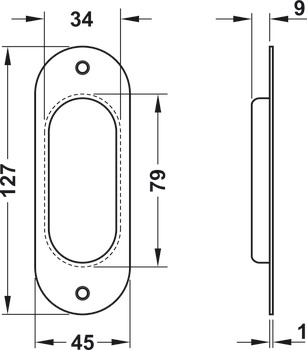Mânere încastrate pentru uși glisante, Jatec, Model 342/125
