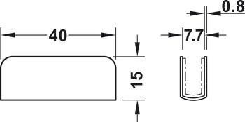 Contrapiesă, pentru ușă de sticlă cu închidere magnetică, 15 mm
