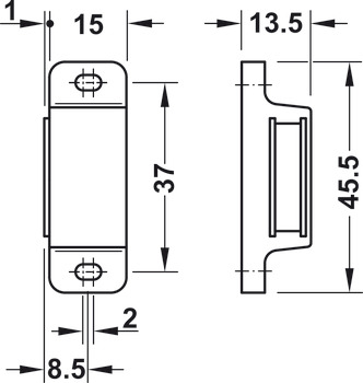 Închizător magnetic, tragere 3,0–4,0/4,0–5,0 kg, pentru montare cu şuruburi, pătrat