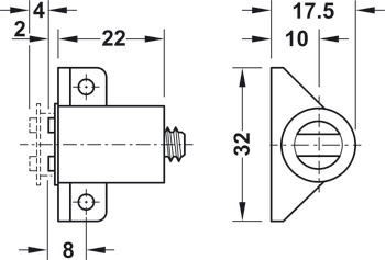 Închizător magnetic, tragere 3.0–4.0 kg, pentru montare cu şuruburi, rotund
