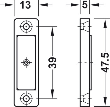 Închizător magnetic, tragere 3.0–4.0 kg, pentru montaj cu șuruburi, pătrat