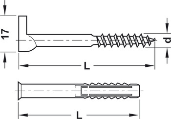 Set de cârlige pentru înşurubat, Cu diblu pentru piesă de suspendat/agățători pentru dulap