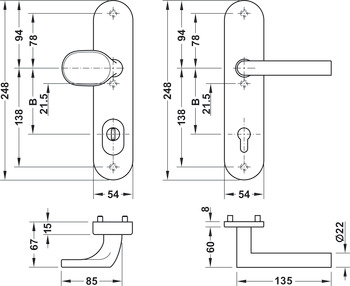 Set mânere pentru uși, Aluminiu, Startec, SDH 2113