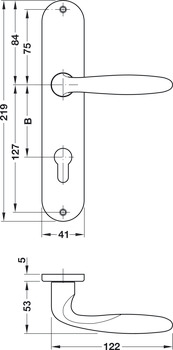 Set mânere de uşă, alamă, Hoppe, Verona M151/302