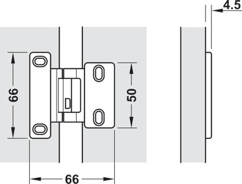 Balama specială, Pentru uşi laminate (HPL), pentru montare semiaplicată, breșă 6 mm