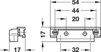 Adaptor, Pentru profile din aluminiu 23/26/38 x 14 mm
