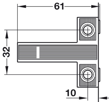 Carcasa adaptorului în formă de cruce, Pentru mecanism de amortizare la închiderea ușilor, pentru montaj cu șuruburi