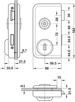 Încuietoare CB pentru uși din sticlă, GHP 103, Startec