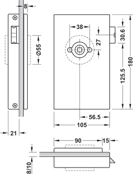 Încuietoare NL pentru uși din sticlă, GHP 203, Startec