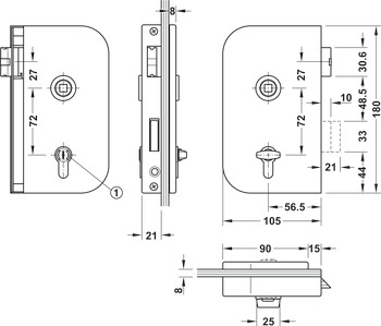 Încuietoare WC/baie pentru uși din sticlă, GHP 103, Startec