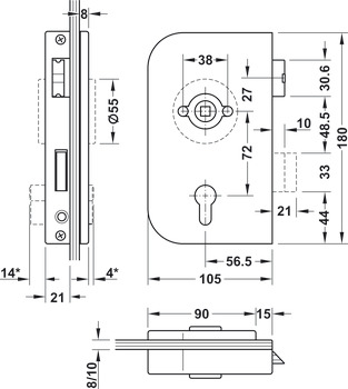 Încuietoare PC pentru uși din sticlă, GHP 103, Startec