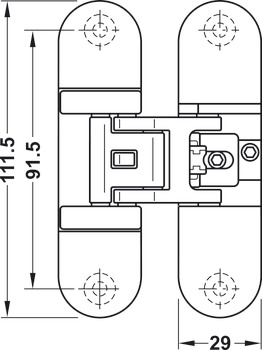 Balama pentru uşă, Startec H7, ascuns, pentru uși de interior fără falț de până la 50/70 kg