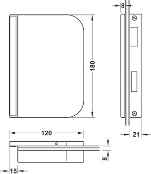 Placă de închidere pentru ușă din sticlă, GHP 103, Startec