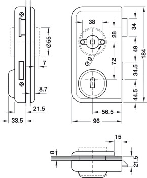 Încuietoare CB pentru uși din sticlă, GHP 103, Startec
