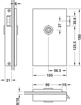 Încuietoare NL pentru uși din sticlă, GHP 203, Startec