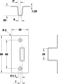 Garnitură de ușă retractabilă, Priză de podea BM-S, 5 x 13 mm