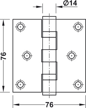 Balama pafta, DHB 1212, pentru uşi fără falț, dimensiune 76 mm