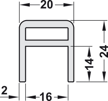 Bară de ranforsare, Pentru uși glisante cu lungimea de 2500 mm, aluminiu
