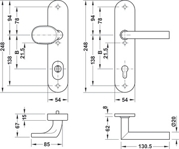 Set mânere pentru uși, Inox, Startec, SDH 2103