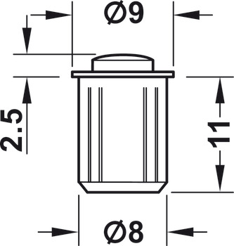 Amortizor, pentru montare prin presare în găuri cu Ø 8 mm